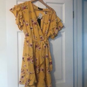 Yellow wrap dress size LARGE
